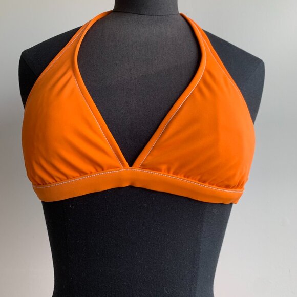 Billabong surf BLUE CRUSH era Vintage bikini solid Orange halter top set RARE - Picture 3 of 8